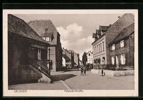 AK Opladen, Altstadt-Strasse mit Häuserfassaden und Wirtschaft