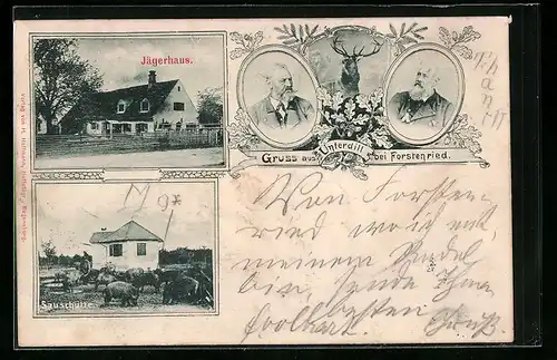 AK Unterdill bei Forstenried, Gasthaus Jägerhaus, Sauschütte