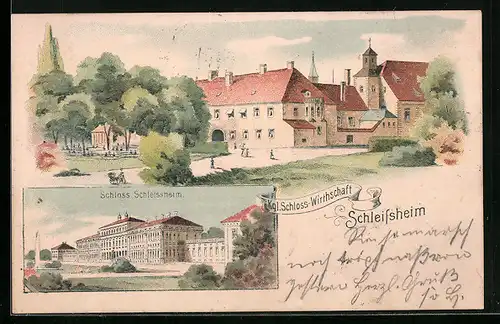 Lithographie Schleissheim, Schloss Schleissheim, Königliche Schloss-Wirtschaft