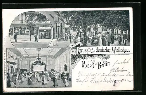 AK Berlin, Gasthaus deutsches Wirtshaus, Innenansicht, Garten