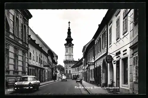 AK Radkersburg, Langgasse mit Tabak-Trafik
