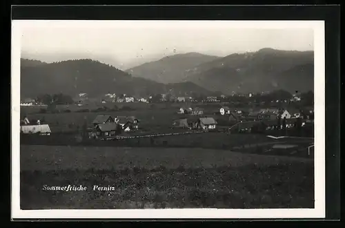 AK Pernitz, Ortsansicht mit Panorama