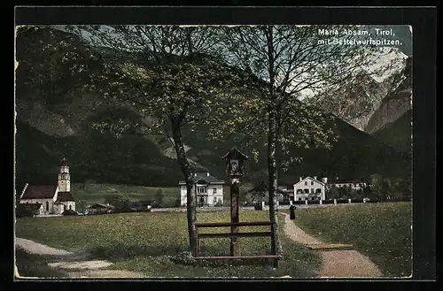 AK Maria Absam, Ortsansicht mit Bettelwurfspitzen