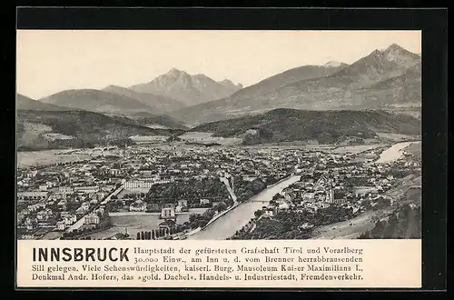 AK Innsbruck, Hauptstadt der gefürsteten Grafschaft Tirol und Vorarlberg, Gesamtansicht