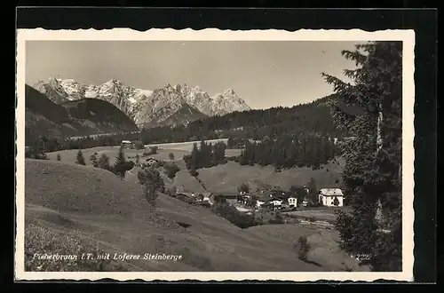 AK Fieberbrunn i. T., Teilansicht mit Loferer Steinberge