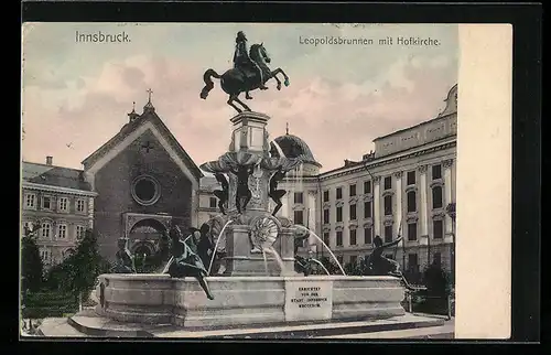 AK Innsbruck, Leopoldsbrunnen mit Hofkirche