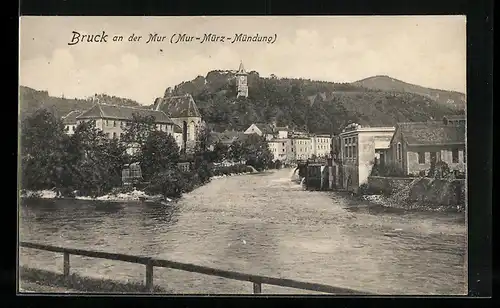 AK Bruck an der Mur, Partie an der Mur-Mürz-Mündung