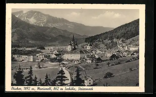 AK Mariazell, Ortsansicht mit Ötscher