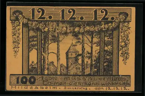 Künstler-AK Hildesheim, Datum 12. 12. 12, Ortsansicht