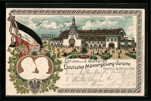 Lithographie Frankfurt a. M., II. Wettstreit deutscher Männergesang Vereine, Sängerfest 1903