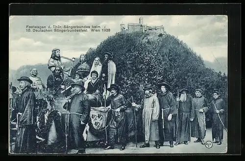 AK Wien, Festwagen des Thür. Sängerbundes beim 10. Deutschen Sängerbundesfest 1928