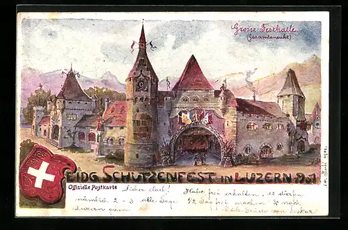 Künstler-AK Luzern, Eidg. Schützenfest 1901-Grosse Festhalle