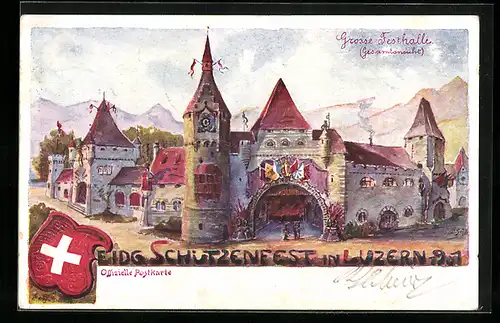 Künstler-AK Luzern, Eidg. Schützenfest 1901-Grosse Festhalle