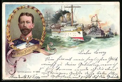 AK Prinz Heinrich von Preussen, Portrait in Uniform, Kriegsschiffe der S. M. Torpedoboots-Division