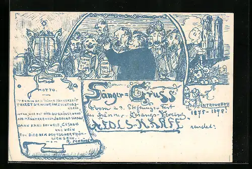 AK München, Stiftungsfest des Männergesangvereins Aedls-Karfe 1898, Chor, Frauenkirche, Lyra