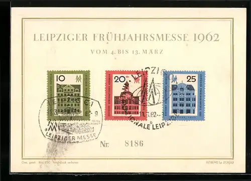 AK Leipzig, Leipziger Messe 1962, Gestempelte Sonderbriefmarken