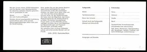 Klapp-AK Oberkochen /Württ., Zeiss Feldstecher, Garantiekarte