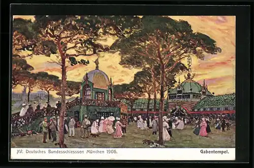Künstler-AK München, XV. Deutsches Bundesschiessen 1906, Gabentempel