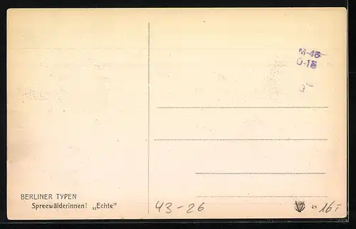 AK Berliner Typen, Spreewälderinnen! Echte!