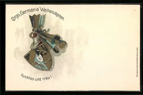 AK Weihenstephan, Studentenwappen der Corps Germania, Furchtlos und treu