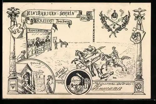 AK Freiburg, Einjährigen-Schein 1903, Absolvia Erreicht!