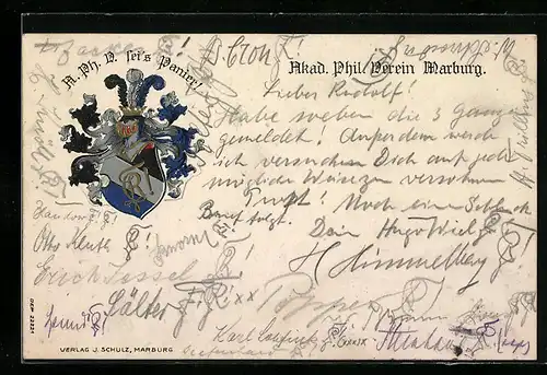 Künstler-AK Marburg, Wappen des Akad. Phil. Vereins