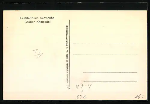 AK Karlsruhe, Verbindungshaus der Laetiten, Grosser Kneipsaal