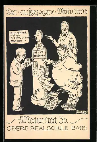 Künstler-AK Basel, Absolvia der Oberen Realschule, Der aufgezogene Maturand
