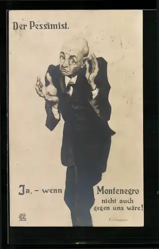 Künstler-AK Der Pessimist glaubt nicht an den Sieg