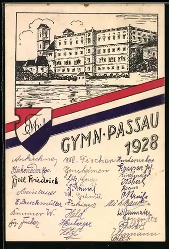 AK Passau, Gymnasium 1928, Studentenwappen