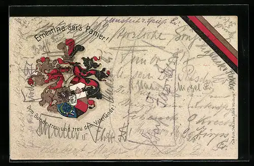 AK Studentenwappen der Ernestina mit Banderole und Motto