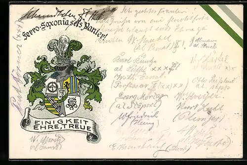 AK Studentenwappen der Ferro-Saxonia mit Motto und Banderole
