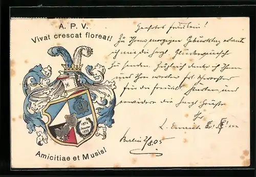 AK Studentenwappen APV, Vivat crescat floreat!