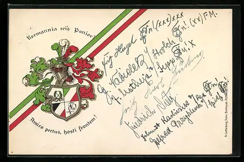 AK Studentenwappen der Normannia mit Motto und Banderole