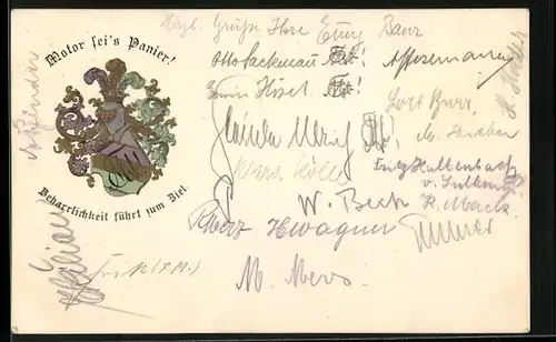 AK Studentenwappen der Vereinigung Motor mit Motto