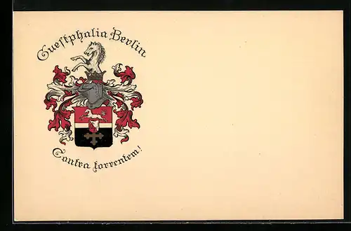 AK Berlin, Studentenwappen der Guestphalia mit Motto