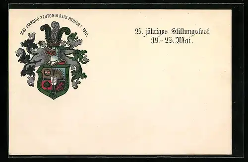 AK Marcho-Teutonia seis Panier, Studentenwappen, Stiftungsfest 1910