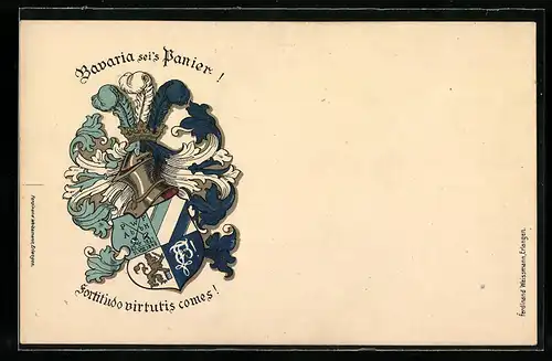 AK Erlangen, Bavaria seis Panier, Studentenwappen mit Motto Fortitudo...