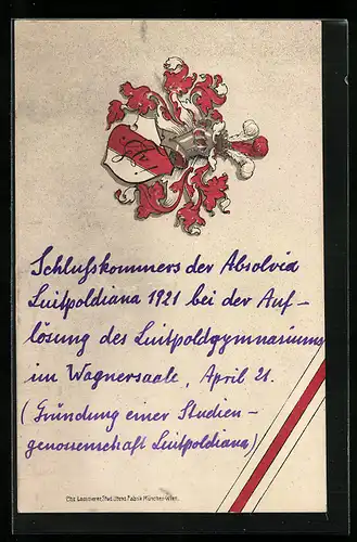 Präge-AK Luitpoldiana, Studentenwappen mit Banderole