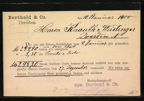 AK Dresden, Berthold & Co., Private Stadtpost