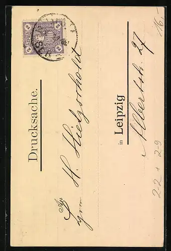 AK Leipzig, Einladung zur Sitzung des Int. Philatelisten-Vereins, Private Stadtpost Lipsia