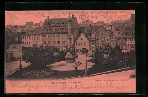 AK Kitzingen, Königsplatz mit Denkmal