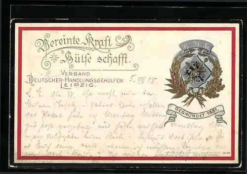 Präge-AK Leipzig, Verband Deutscher-Handlungsgehülfen mit geprägtem Wappen