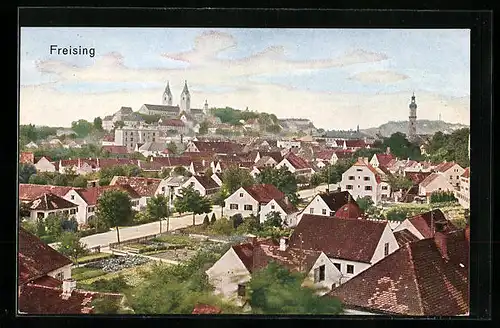AK Freising, Ortsansicht über die Dächer