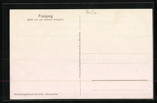 AK Freising, Ortsansicht über die Dächer