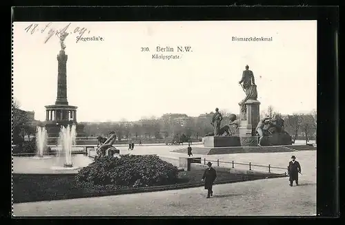 AK Berlin, Königsplatz mit Siegessäule und Bismarckdenkmal