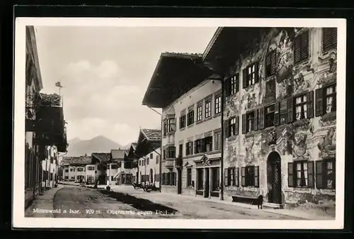 AK Mittenwald a. Isar, Obermarkt gegen Tirol