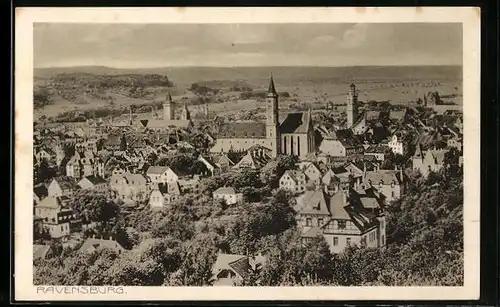 AK Ravensburg, Ortsansicht mit Kirche