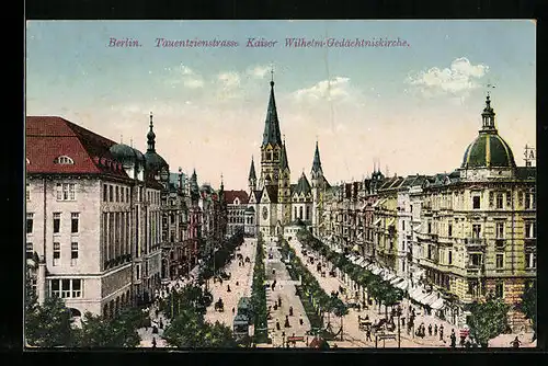 AK Berlin-Charlottenburg, Tauentzienstrasse, Kaiser Wilhelm-Gedächtniskirche