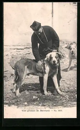 AK Grosser St. Bernhard, Bernhardiner und Gesitlicher